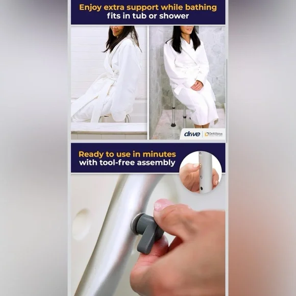 Drive Medical Adjustable Shower Stool Bath Seat – Lightweight & Stable - Picture 6 of 8